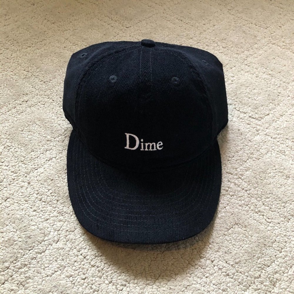 Dime MTL Classic Logo Cap 6 Panel Hat (Black Cord Corduroy)